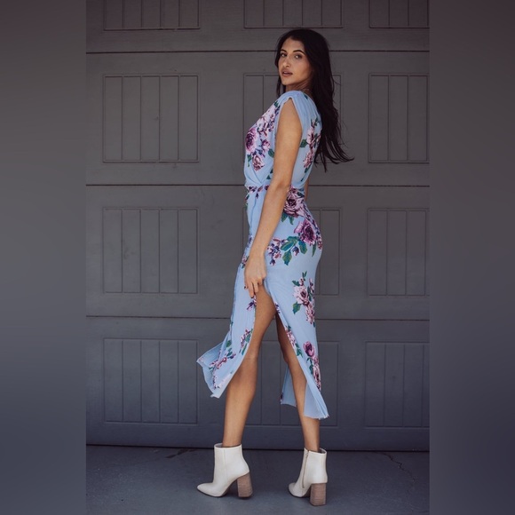 Free People Carmel Midi Dress - Blue Floral - Picture 5 of 11